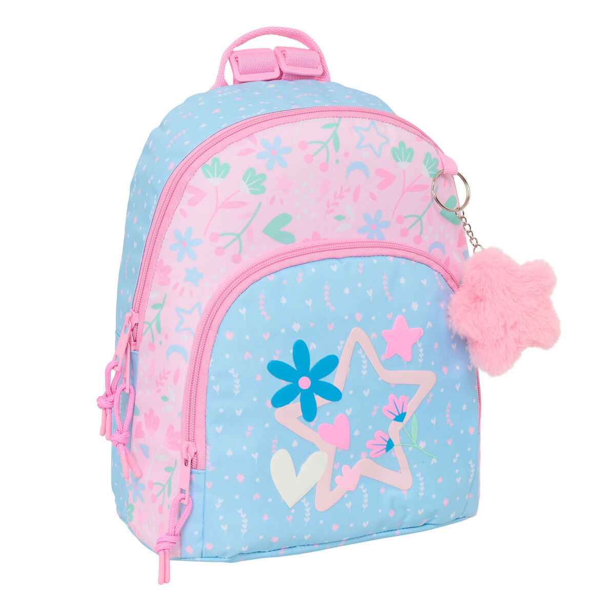 Mochila BlackFit8 Smile Cor de Rosa Azul Claro 25 x 30 x 13 cm Mini